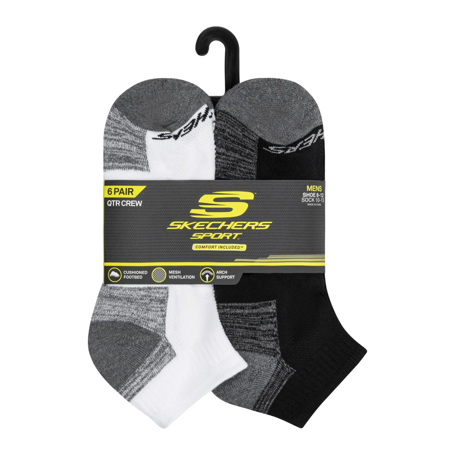 Men's Skechers, Quarter Socks - 6 Pair