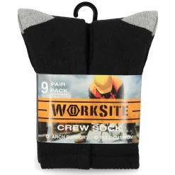 Men's Worksite, Crew Socks - 9 Pair