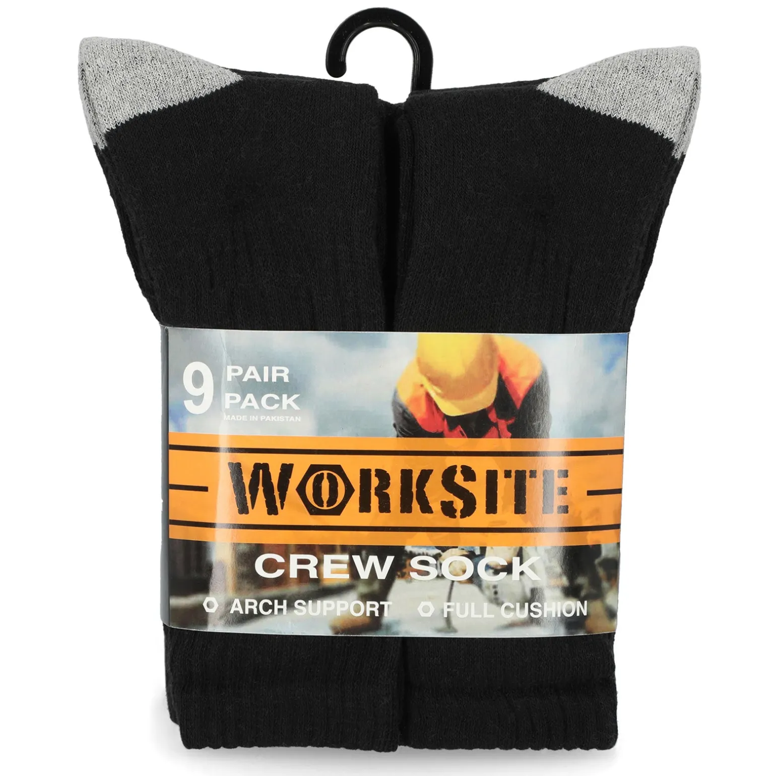 Men's Worksite, Crew Socks - 9 Pair